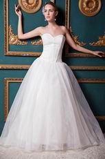 Simple Sweetheart A-line Floor Length Ivory Tulle Bridal Dress