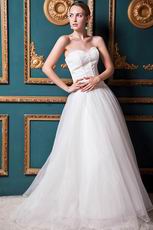 Simple Sweetheart A-line Floor Length Ivory Tulle Bridal Dress