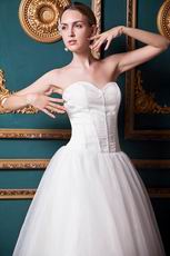 Simple Sweetheart A-line Floor Length Ivory Tulle Bridal Dress