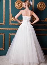 Simple Sweetheart A-line Floor Length Ivory Tulle Bridal Dress