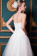 Simple Sweetheart A-line Floor Length Ivory Tulle Bridal Dress