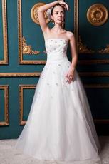 Classic Strapless A-line Ivory Tulle Wedding Dress Online