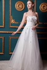 Classic Strapless A-line Ivory Tulle Wedding Dress Online
