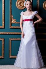 Perfect Square Cap Sleeves White Wedding Dress In Indiana