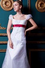 Perfect Square Cap Sleeves White Wedding Dress In Indiana