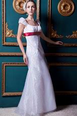 Perfect Square Cap Sleeves White Wedding Dress In Indiana