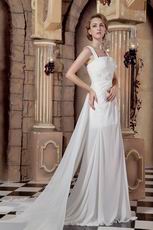 Western Straps Square Ivory Chiffon Lace Wedding Bridal Dresses