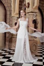 Western Straps Square Ivory Chiffon Lace Wedding Bridal Dresses