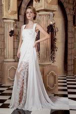 Western Straps Square Ivory Chiffon Lace Wedding Bridal Dresses