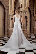 Western Straps Square Ivory Chiffon Lace Wedding Bridal Dresses