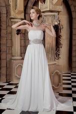 Affordable Strapless Ivory Chiffon Outdoor Wedding Dress 2014