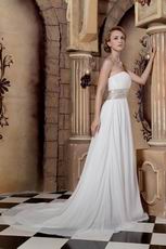 Affordable Strapless Ivory Chiffon Outdoor Wedding Dress 2014