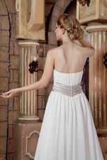 Affordable Strapless Ivory Chiffon Outdoor Wedding Dress 2014