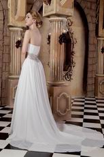Affordable Strapless Ivory Chiffon Outdoor Wedding Dress 2014