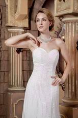 Purchase Sequin Fabrci Ivory Wedding Dress With Side Drapping