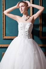 Glamorous Crystals Puffy Ball Gown Church Bridal Ceremony Dress