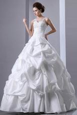 Pretty V-Neck Ball Gown Bubble Skirt Church Wedding Dress