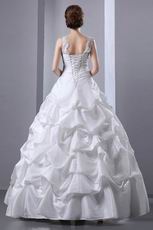 Pretty V-Neck Ball Gown Bubble Skirt Church Wedding Dress