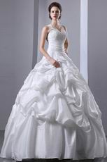 Pretty V-Neck Ball Gown Bubble Skirt Church Wedding Dress