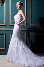 Discount Strapless Applique Dropped Mermaid Sweep Bridal Dress