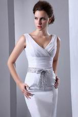 Popular V-Neck Sequin Bowknot Trumpet Wedding Dress In Ohio