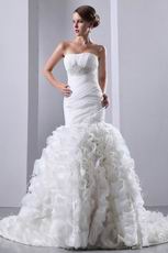 Exclusive Cascade Mermaid Fishtail Skirt Chapel Wedding Dress