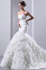 Exclusive Cascade Mermaid Fishtail Skirt Chapel Wedding Dress