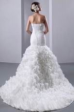 Exclusive Cascade Mermaid Fishtail Skirt Chapel Wedding Dress
