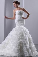 Exclusive Cascade Mermaid Fishtail Skirt Chapel Wedding Dress