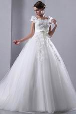 Westen Off Shoulder Puffy Ball Gown Chapel Ivory Wedding Dress