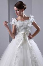 Westen Off Shoulder Puffy Ball Gown Chapel Ivory Wedding Dress