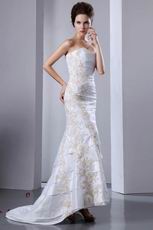 Sweetheart Appliqued Layers Mermaid Outdoor Wedding Dress