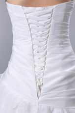 Side Handcrafted Flowers White Organza Church Wedding Gown