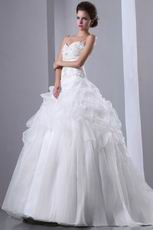 Embroidery Floor Length Puffy Skirt Wedding Dress For Bride