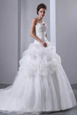 Embroidery Floor Length Puffy Skirt Wedding Dress For Bride