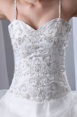 Embroidery Floor Length Puffy Skirt Wedding Dress For Bride