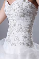 Embroidery Floor Length Puffy Skirt Wedding Dress For Bride