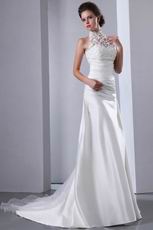 Top Designer Halter Ivory Stain Casual Lace Wedding Bride Gown