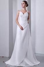 Classical Straps Sweetheart White Wedding Dress With Beading