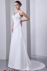 Classical Straps Sweetheart White Wedding Dress With Beading