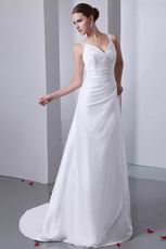 Classical Straps Sweetheart White Wedding Dress With Beading