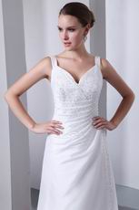 Classical Straps Sweetheart White Wedding Dress With Beading