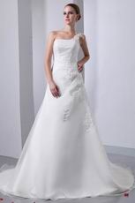 Cheap One Shoulder Ivory Organza Garden Wedding Dress In Wyoming