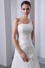 Cheap One Shoulder Ivory Organza Garden Wedding Dress In Wyoming