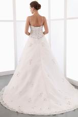 Affordable Appliqued Bottom Outdorr Bridal Dress With Black Beading