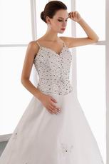 Affordable Appliqued Bottom Outdorr Bridal Dress With Black Beading