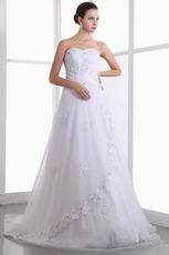 Cheap Sweetheart Appliqued Bodice Corset White Bridal Wedding Dress