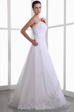 Cheap Sweetheart Appliqued Bodice Corset White Bridal Wedding Dress