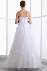 Cheap Sweetheart Appliqued Bodice Corset White Bridal Wedding Dress