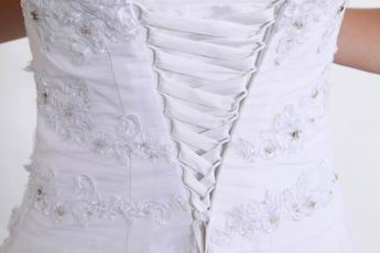 Cheap Sweetheart Appliqued Bodice Corset White Bridal Wedding Dress